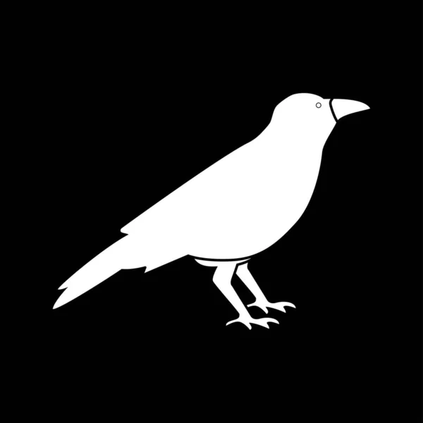 Crow White Icon Flat Style — Stockový vektor