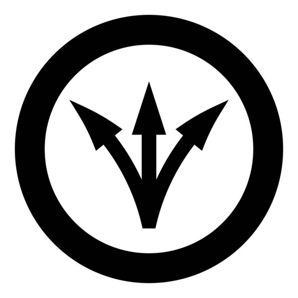 Трехсторонняя иконка стрелки направления черный цвет на векторной иллюстрации круга