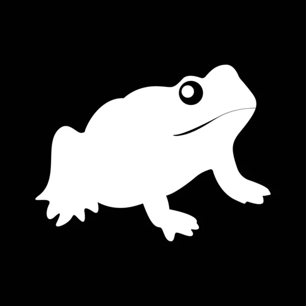 Frog White Icon Flat Style — Stock Vector