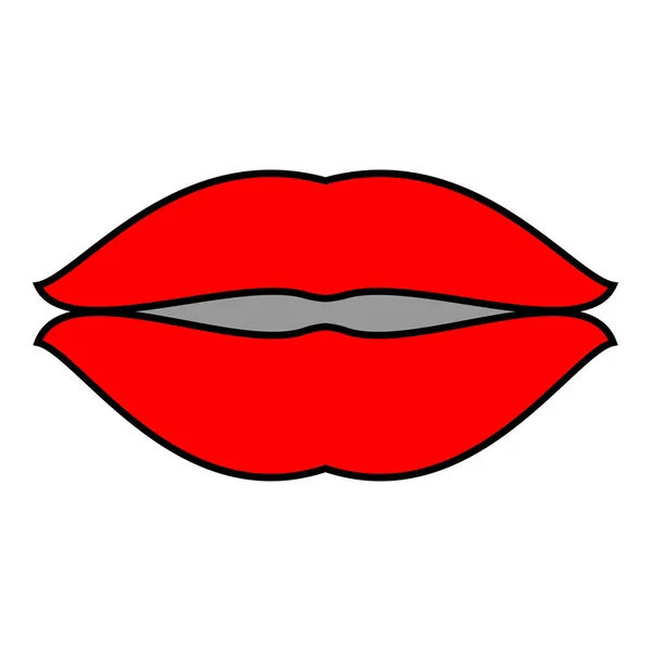 Gambar Ikon Warna Merah Bibir Gambar Vektor Warna Hitam Terisolasi - Stok Vektor