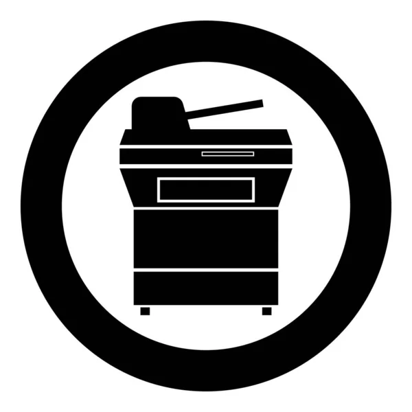 Multifunktionsdrucker Oder Automatisches Kopierer Symbol Schwarze Farbe Kreis Vektordarstellung — Stockvektor