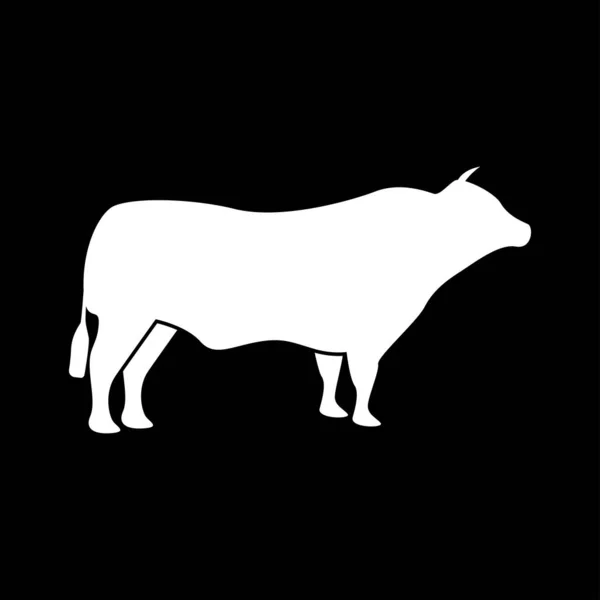 Bull White Icon Flat Style — Stock Vector