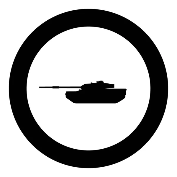 圆形矢量插图中的坦克图标黑色 — 图库矢量图片