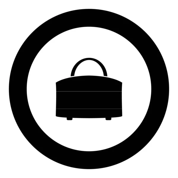 Frau Tasche Symbol Schwarze Farbe Kreis Vektor Illustration — Stockvektor