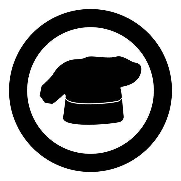 シェフの料理の帽子のアイコンの黒の円ベクトルイラスト — ストックベクタ