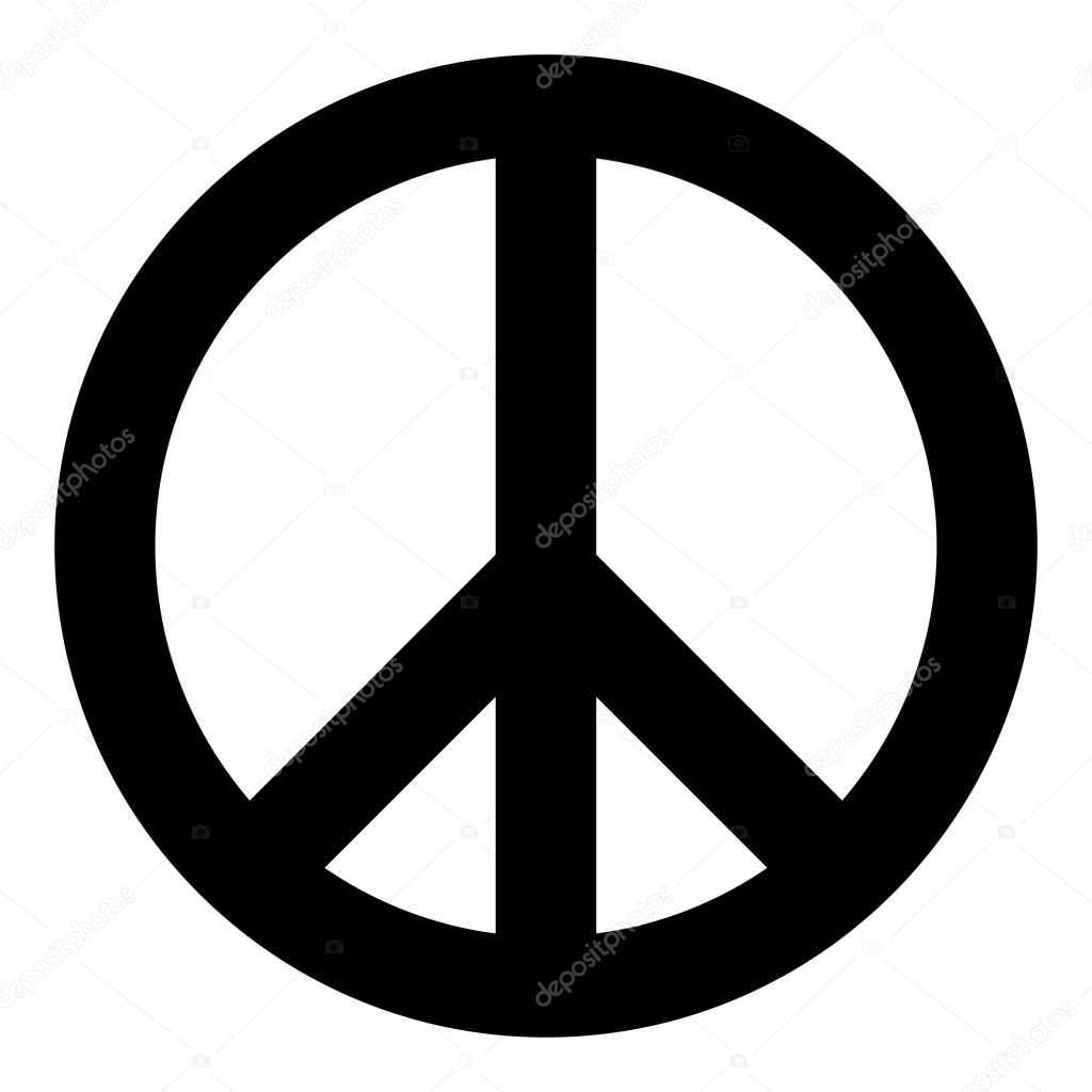 World peace sign symbol icon . Black color . It is flat style