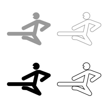 Ninja tekme sopa simgesi olan gri siyah renk ayarla