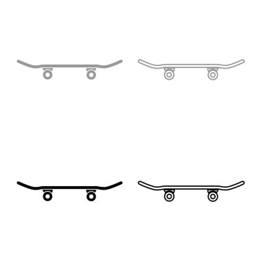 Gri Siyah renk Scateboard Icon set