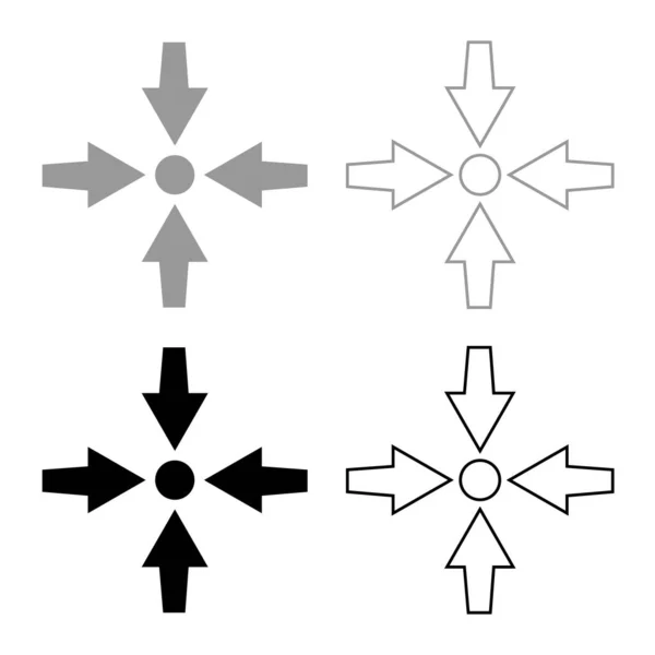 Quatre Flèches Pointent Montrer Icône Point Mis Couleur Noire Grise — Image vectorielle