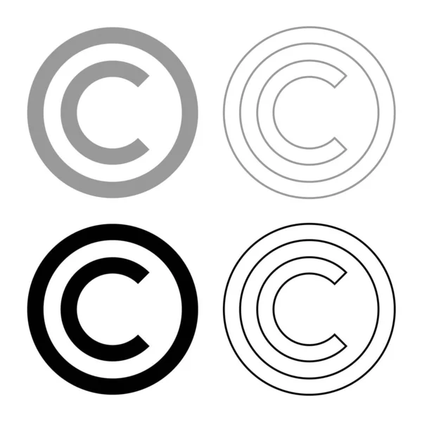 Copyright Symbool Pictogrammenset Grijs Zwarte Kleur — Stockvector