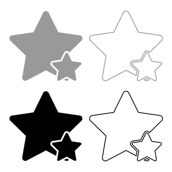 Deux Étoiles Meilleur Meilleure Icône Ensemble Gris Noir Couleur — Image vectorielle