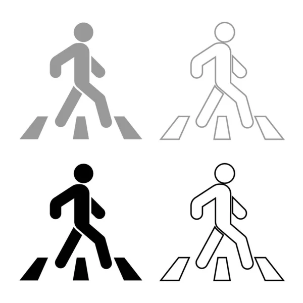 Fußgängerin Auf Zebrastreifen Mit Grauschwarzer Farbe — Stockvektor
