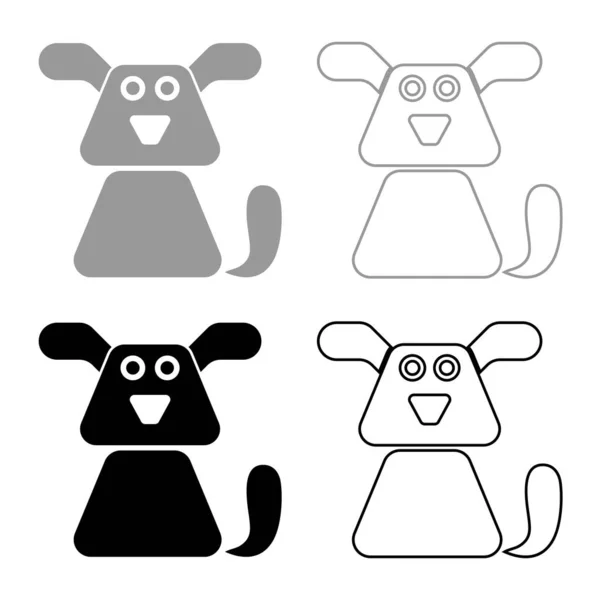 犬アイコン セット グレー ブラック色 — ストックベクタ