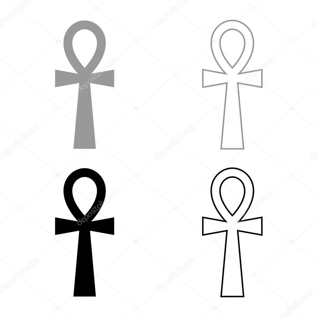Coptic cross Ankh icon set grey black color