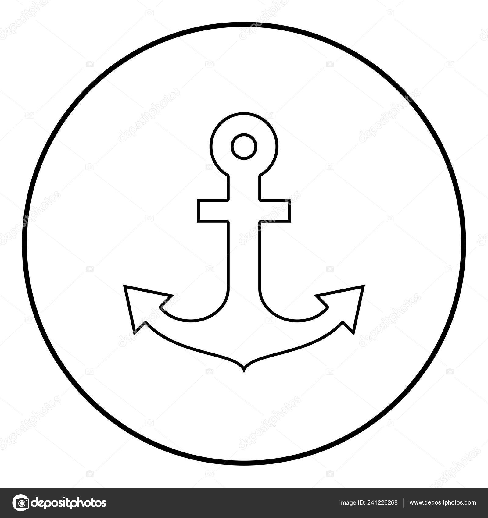 Ship Anchor Marine Nautical Design Icon Black Color Outline Vector