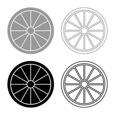 Gri Siyah renk vektör anahattı düz stil basit görüntü illüstrasyon Viking kalkanın Icon set
