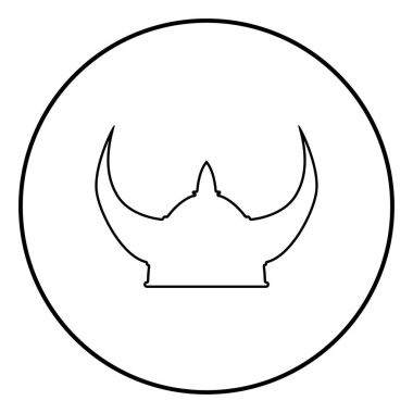 Viking kask simge siyah renkli Anahat vektör düz stil basit görüntü illüstrasyon daire yuvarlak