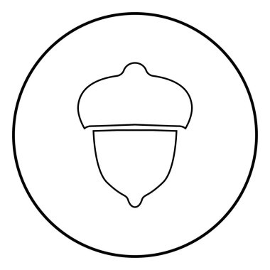 Meşe palamudu orman somun simge siyah renkli Anahat vektör düz stil basit görüntü illüstrasyon daire yuvarlak