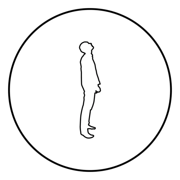 Человек Смотрит Силуэт Значок Черного Цвета Контур Векторной Иллюстрации Плоский — стоковый вектор