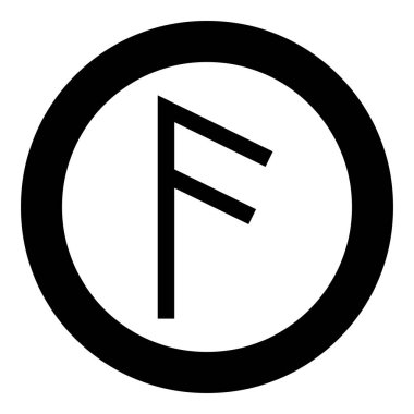 Ancuz rune Asir kül ağız simge siyah renk vektör yuvarlak düz stil görüntü illüstrasyon çember içinde