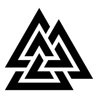 Valknut sembol simge siyah renk vektör düz stil görüntü illüstrasyon