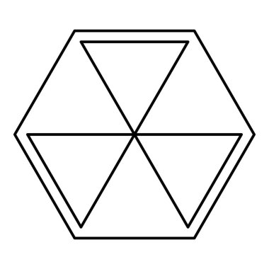 Küp şekil altıgen kutusu simge siyah renkli anahat vektör düz stil görüntü illüstrasyon soyut