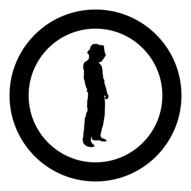 Arıcı koruyucu kıyafet giyim arı sokması oluşan tablo ile şapka ile bal arıcı beemaster apiarist arı kovanı görünümü yan simge siyah renk vektör daire illüstrasyon düz stil yuvarlak toplar