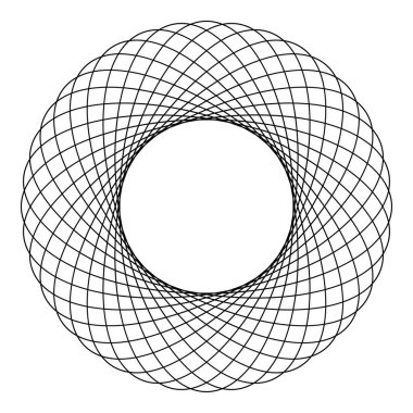 Gökadasında soyut öğe daire şekli konsantrik desen fraktal grafik simge siyah renk vektör düz stil görüntü illüstrasyon
