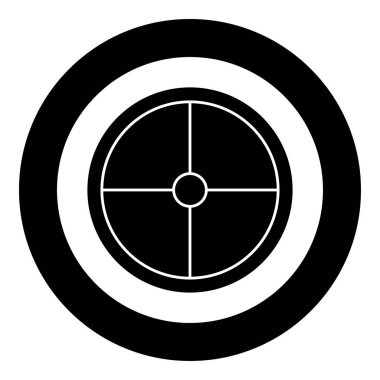 Viking kalkan simgesi siyah renk vektör yuvarlak düz stil görüntü illüstrasyon çember içinde