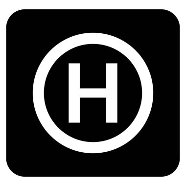 Helikopter iniş helikopter yere simge siyah renk vektör düz stil görüntü illüstrasyon yastık