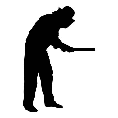 Petek tahta Apiarist simge siyah renk vektör çizim düz stil görüntüsünü tutan arıcı