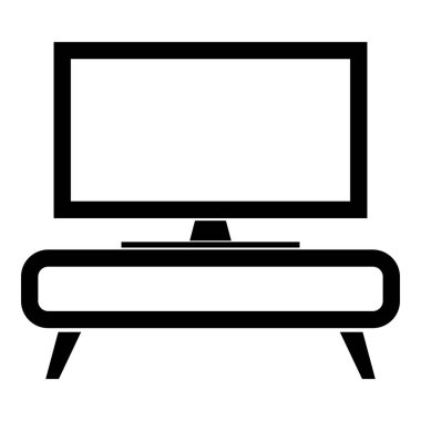 TV dolap komodin başucundaki ev iç kavramı simge siyah renk vektör çizim düz stil ayarlamak