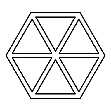 Küp şekil altıgen kutusu simge siyah renkli anahat vektör düz stil görüntü illüstrasyon soyut