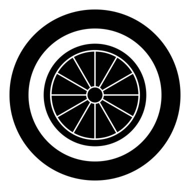 Viking kalkan simgesi siyah renk vektör yuvarlak düz stil görüntü illüstrasyon çember içinde