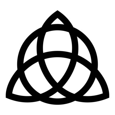 Trikvetr düğüm daire üç viking sembolü dövme Trinity düğüm simgesi siyah renk vektör düz stil görüntü illüstrasyon kabile gücünü