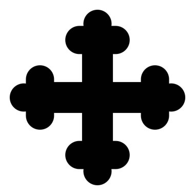 Trefoil shamrock monogram dini çapraz simge siyah renk vektör görüntü illüstrasyon düz stil çapraz çapraz