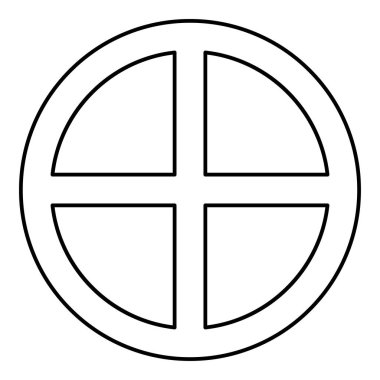 Ekmek dinsel simge/ikon siyah renkli anahat vektör görüntü illüstrasyon düz stil içinde parçalar vücut İsa'nın sonsuzluk işareti kavramı üzerine yuvarlak daire arası