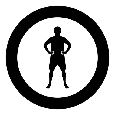 Ciddi adam kemer güven kavramı siluet Yöneticisi iş simge siyah renk vektör yuvarlak düz stil görüntü illüstrasyon çember içinde elele