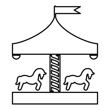 Atlıkarınca dolambaçlı atlı karıncaya Vintage atlı karıncaya simge siyah renk anahat vektör düz stil görüntü illüstrasyon