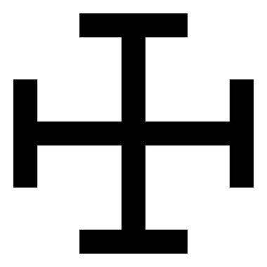 Hindhead monogram dini çapraz simge siyah renk vektör görüntü illüstrasyon düz stil çapraz benzeyen kollu haç
