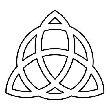 Trikvetr düğüm daire üç viking sembolü dövme Trinity düğüm simgesi-siyah renk anahat vektör düz stil görüntü illüstrasyon kabile gücünü