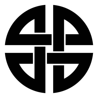 Düğüm kalkan sembolü koruma eski sembol simge siyah renk vektör düz stil görüntü illüstrasyon