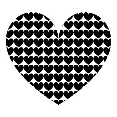 Kalp kalp kalp simgesi siyah renk vektör düz stil görüntü illüstrasyon kalp desen içinde