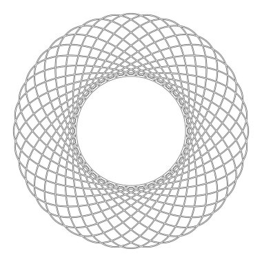 Gökadasında soyut öğe daire şekli konsantrik desen fraktal grafik simge siyah renk anahat vektör düz stil görüntü illüstrasyon