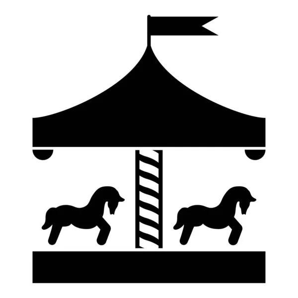Carrousel rotonde merry-go-round Vintage merry-go-round zwarte kleur vector illustratie vlakke stijl pictogramafbeelding — Stockvector
