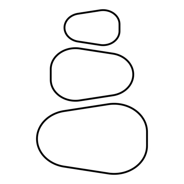 Gestapelde stenen stapel stenen Zen stone toren Spa stenen stapel zwarte kleur overzicht vector illustratie vlakke stijl pictogramafbeelding — Stockvector
