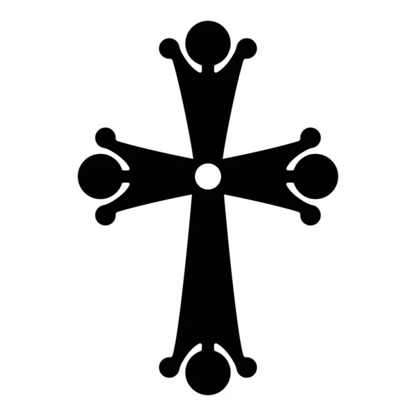 Четырехконечная крестообразная монограмма Религиозный крест икона черный цвет вектор иллюстрация плоский стиль изображения — стоковый вектор