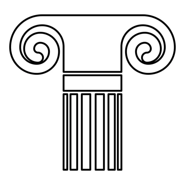 Column ancient style Antique classical column architecture element Pillar Greek roman column icon black color outline vector illustration flat style image — Stock Vector