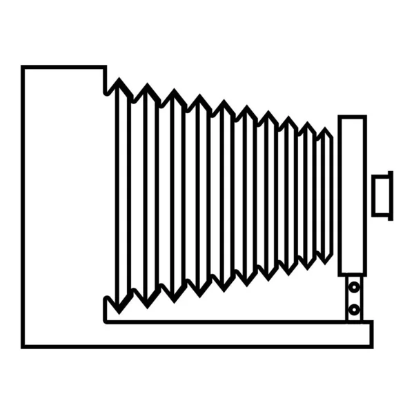 复古相机复古照片相机侧面查看图标黑色颜色轮廓矢量插画平面样式图像 — 图库矢量图片