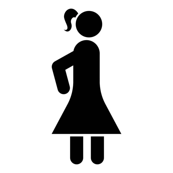 Mujer palo icono negro vector de color ilustración imagen de estilo plano — Vector de stock